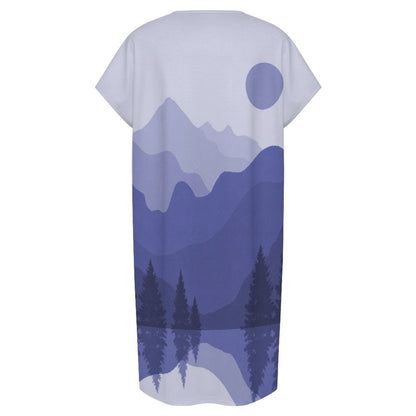 Women's Casual V-Neck Dress Nature View Paintings