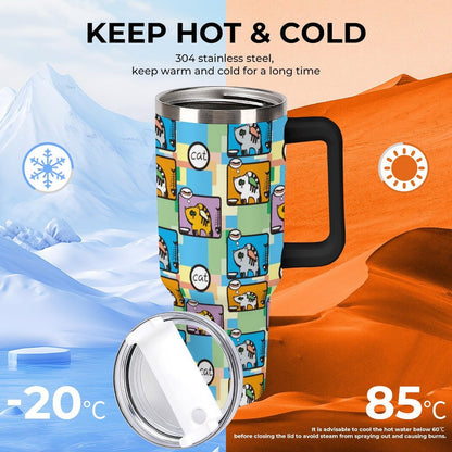 Vaso Térmico de 40 oz de Acero Inoxidable Personalizado con Asa y Popote