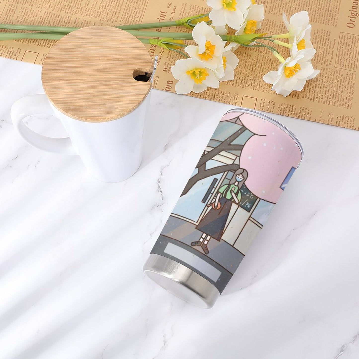 Vaso Térmico Coche 590ml Personalizado | Encaja Portavasos Auto