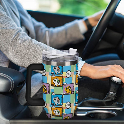 Vaso Térmico de 40 oz de Acero Inoxidable Personalizado con Asa y Popote