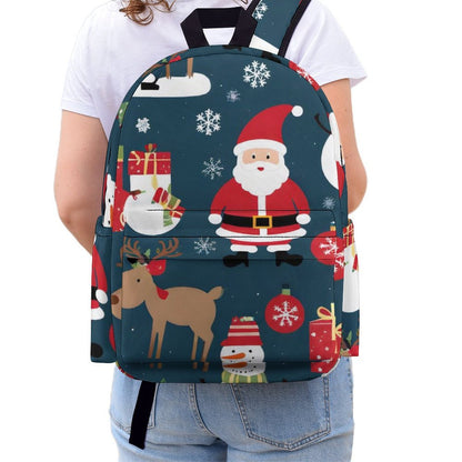 Half Printed Backpack Santa Claus, Gifts, Snowmen Style 42x30x15cm