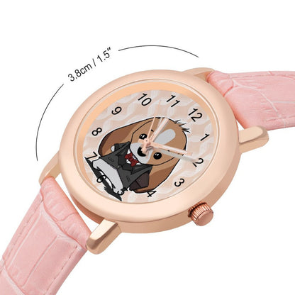 Reloj de Piel Genuina Personalizado con Foto | Correa Rosa para Mujer