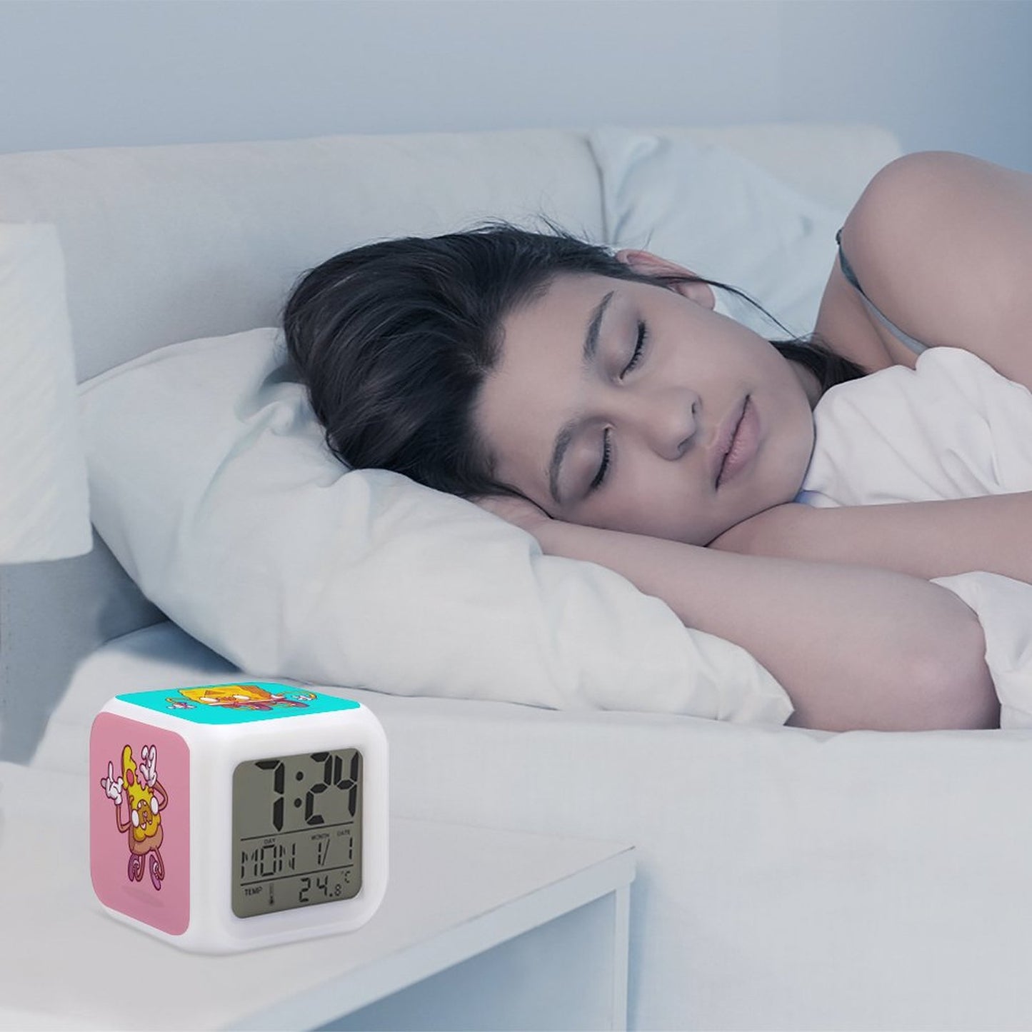 Reloj Despertador Cubo LED Personalizado | Fotos y 7 Colores