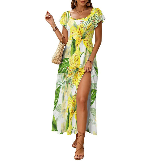 Vestido Largo con Mangas de Volante y Cintura Ajustable Personalizado