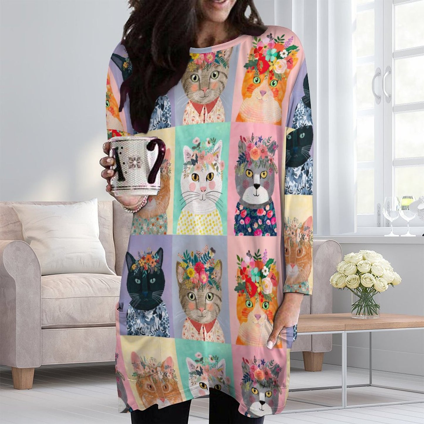 Sudadera Túnica Oversize Mujer con Bolsillos | Cubre Leggings