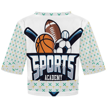Jersey cropped de cuello en V personalizable para mujer con impresión térmica