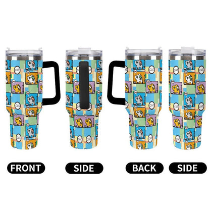 Vaso Térmico de 40 oz de Acero Inoxidable Personalizado con Asa y Popote