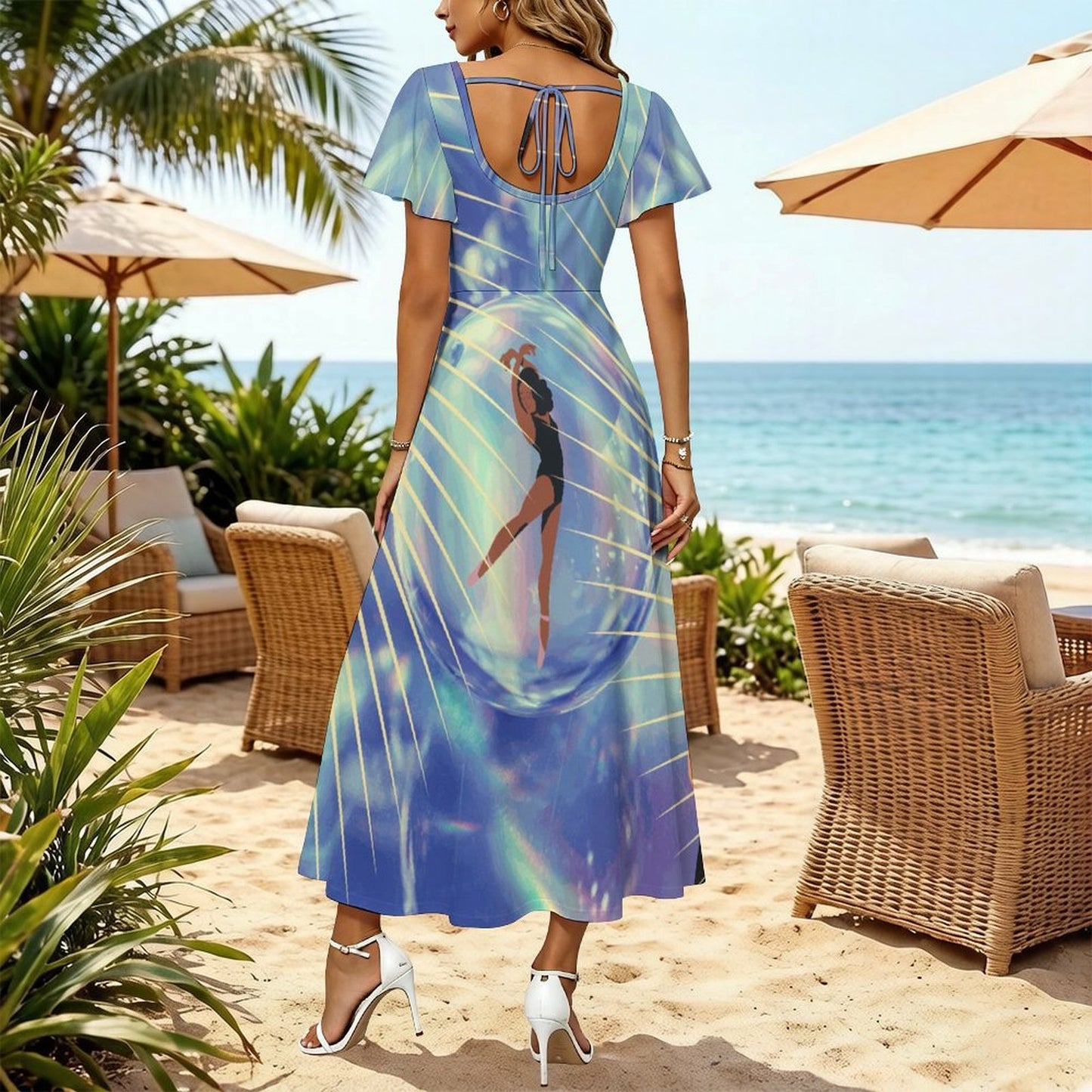 Flared Sleeve Dress Animation, Music, Dance