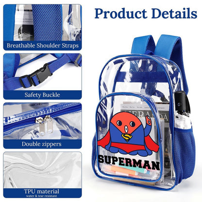 Mochila Transparente con Bolsillo de Malla Personalizable UV