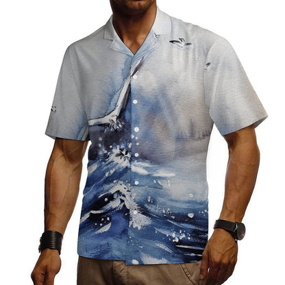 Cuban Collar Shirt Watercolor, Seagull