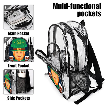 Mochila Transparente Personalizada de PVC con Bolsillo Lateral de Malla