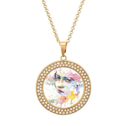 Collar Personalizado con Foto y Pedrería | Medalla Brillante