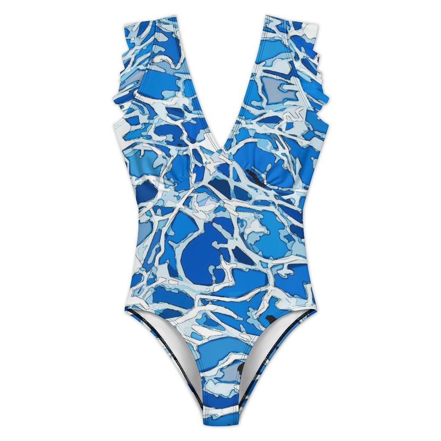 Traje de baño de una pieza personalizable con mangas de olanes y copas removibles