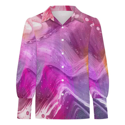 Blusa Satinada Personalizable con Manga Farol para Mujer