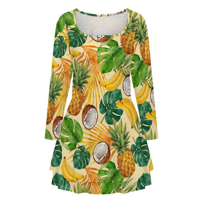 Vestido Mini para Mujer con Escote Cuadrado y Volante en Dobladillo de Leche de Seda