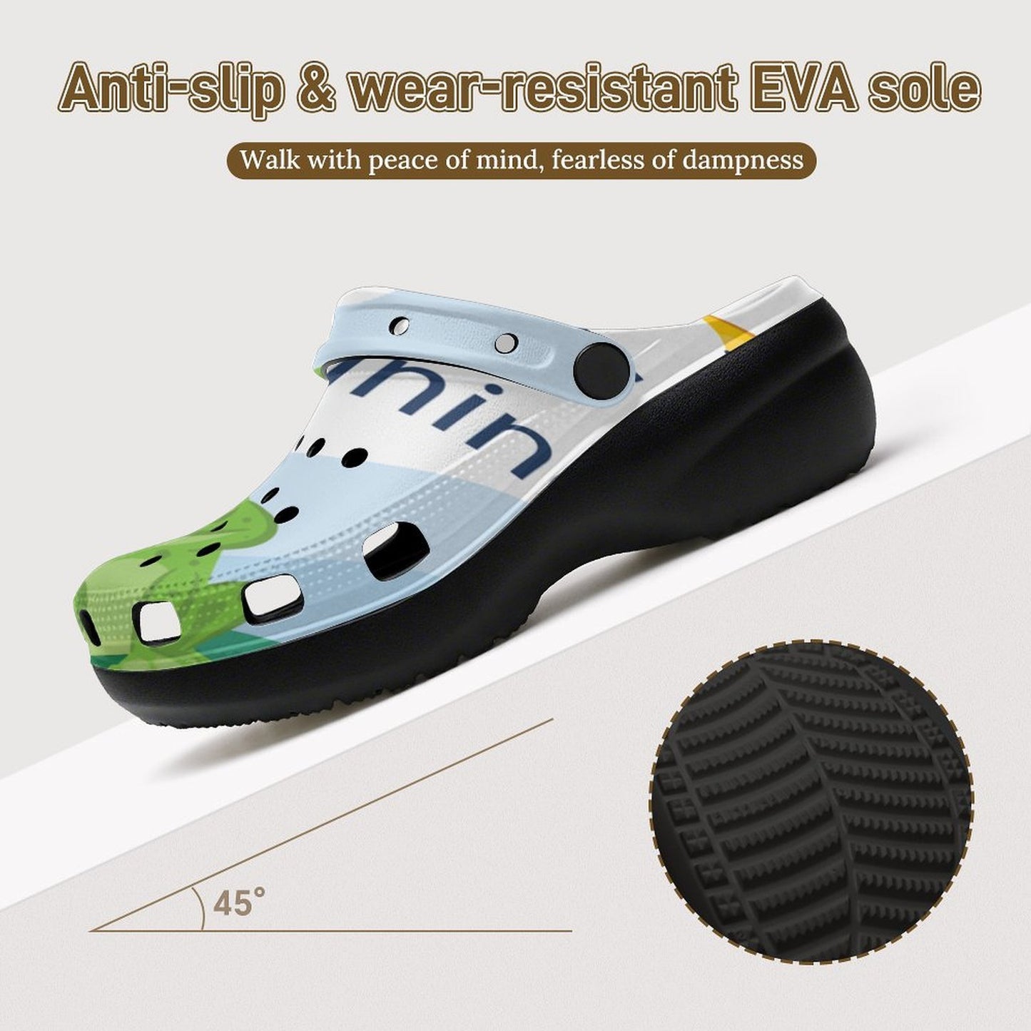 Zuecos de Tacón Personalizados en EVA con Impresión a Todo Color
