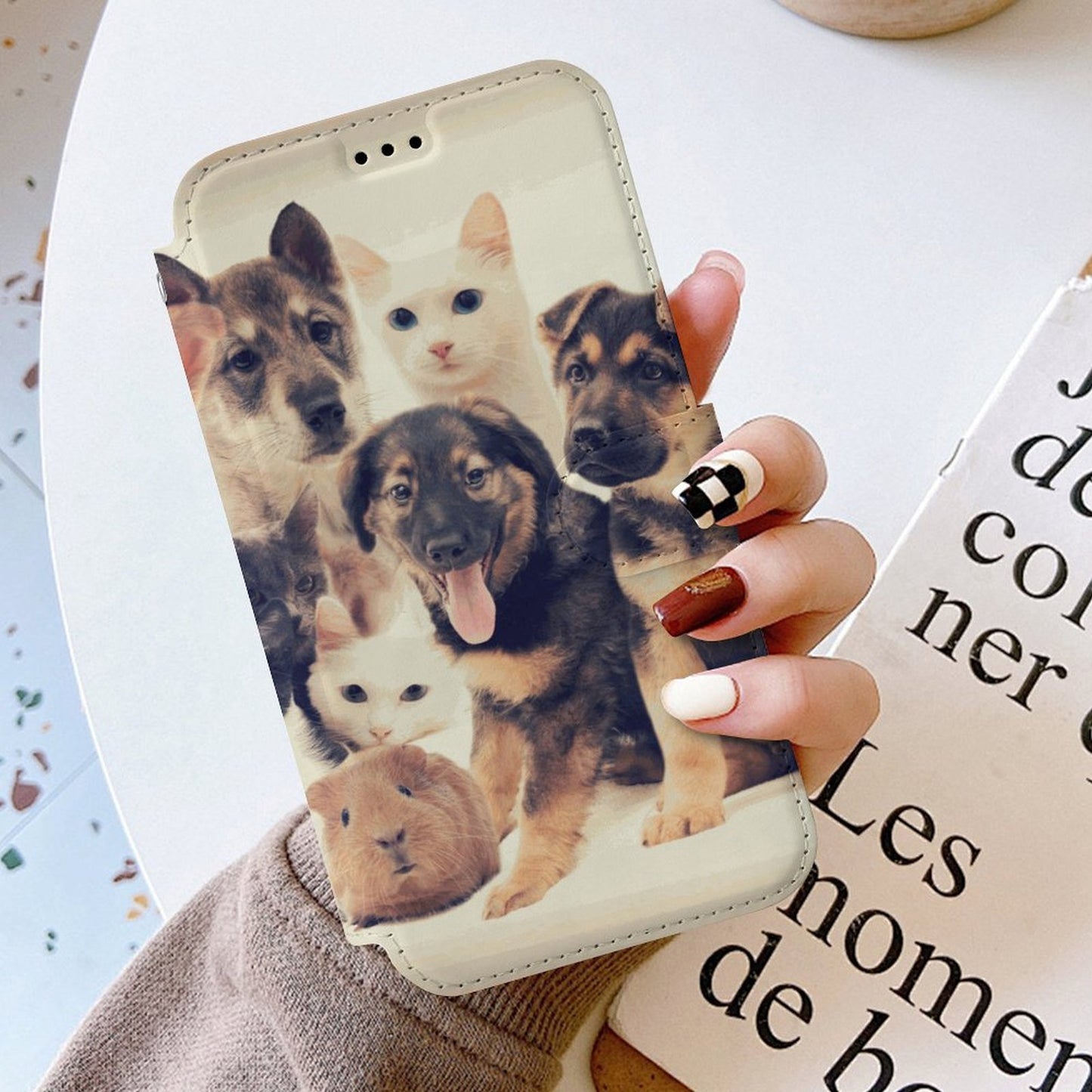 Funda de Piel con Tapa Personalizada para iPhone 17 con Ranuras para Tarjetas