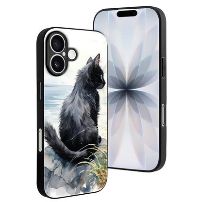 Mobile Phone Case for Apple IPhone 18 Black Cat, Back, Watercolor, Natural Style IPhone 18