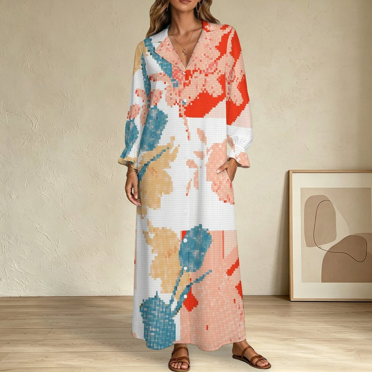 Vestido Camisa Largo Personalizable con Cuello Blazer
