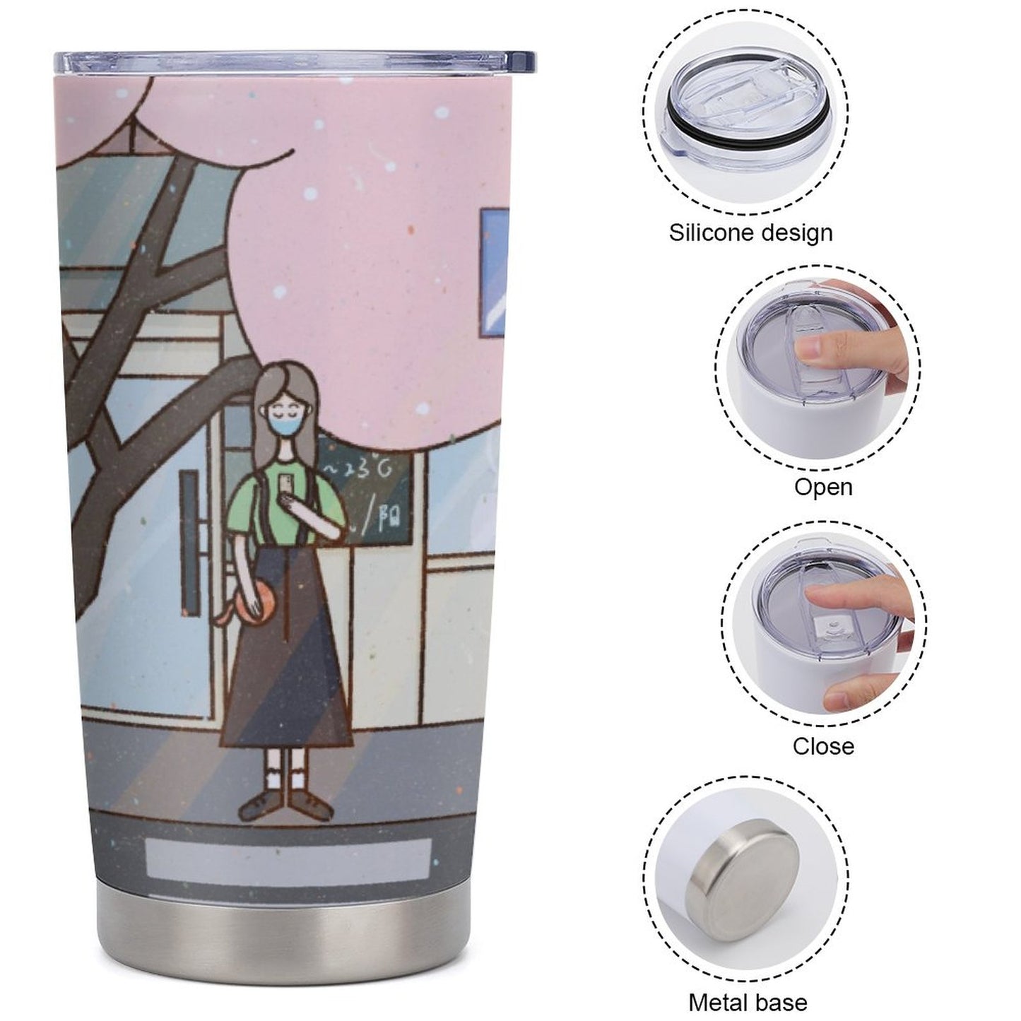 Vaso Térmico Coche 590ml Personalizado | Encaja Portavasos Auto
