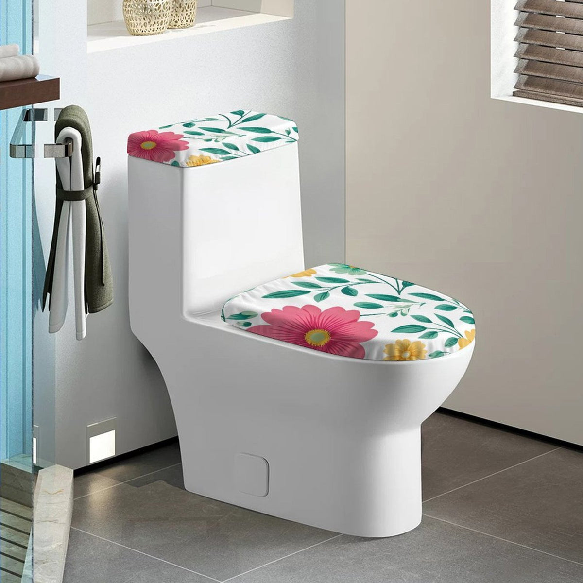 Toilet Decor Set of Two Flowers, Leaves, Spring Style 38x53cm