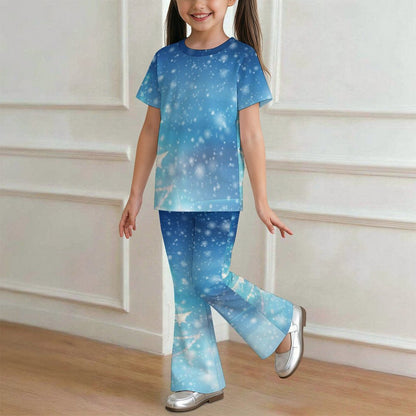 Bell-bottom Short-sleeved Set Christmas Tree, Starlight, Stars, Winter
