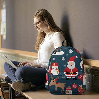 Half Printed Backpack Santa Claus, Gifts, Snowmen Style 42x30x15cm