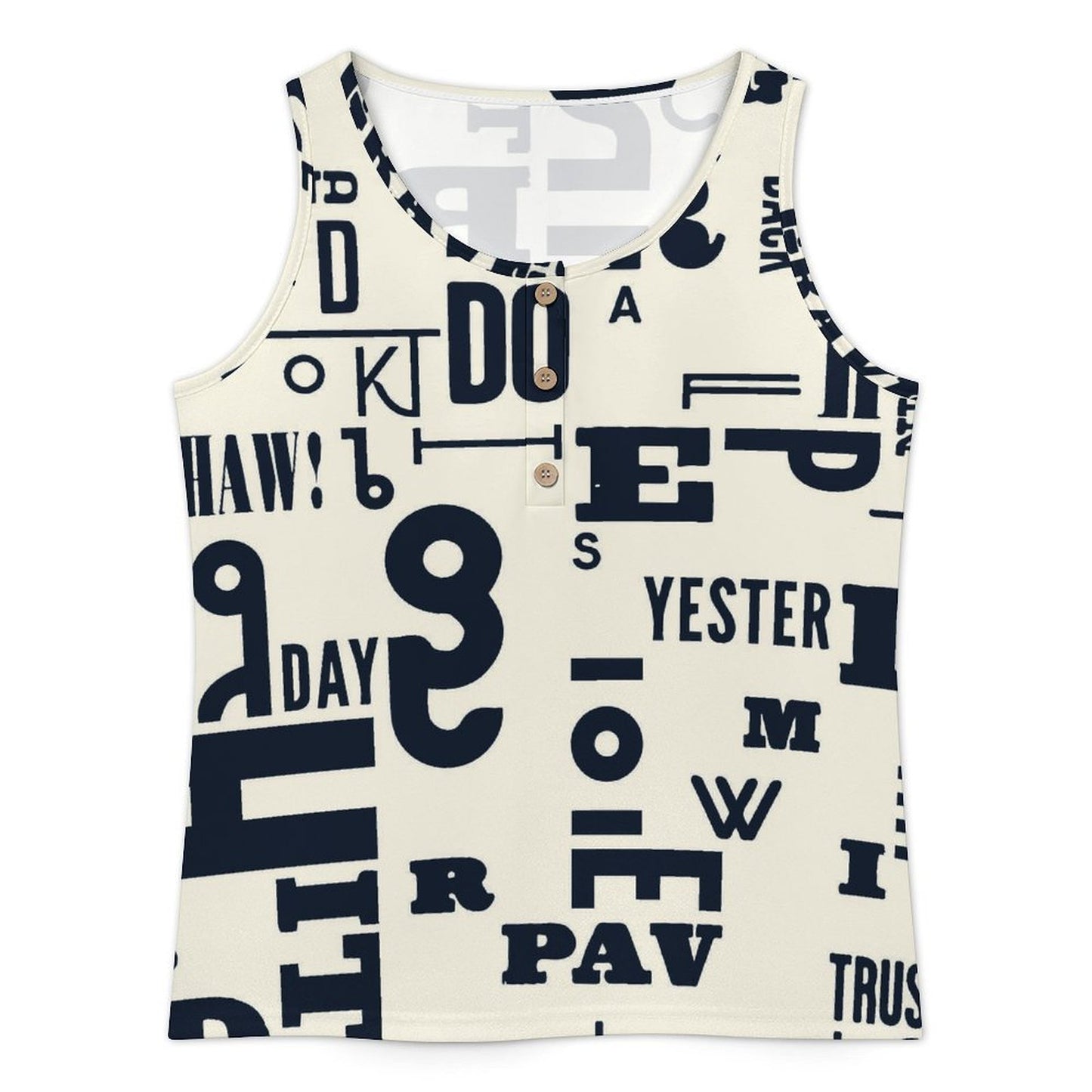 Camiseta sin Mangas Cuello Cuadrado con Botones y Diseño Personalizable