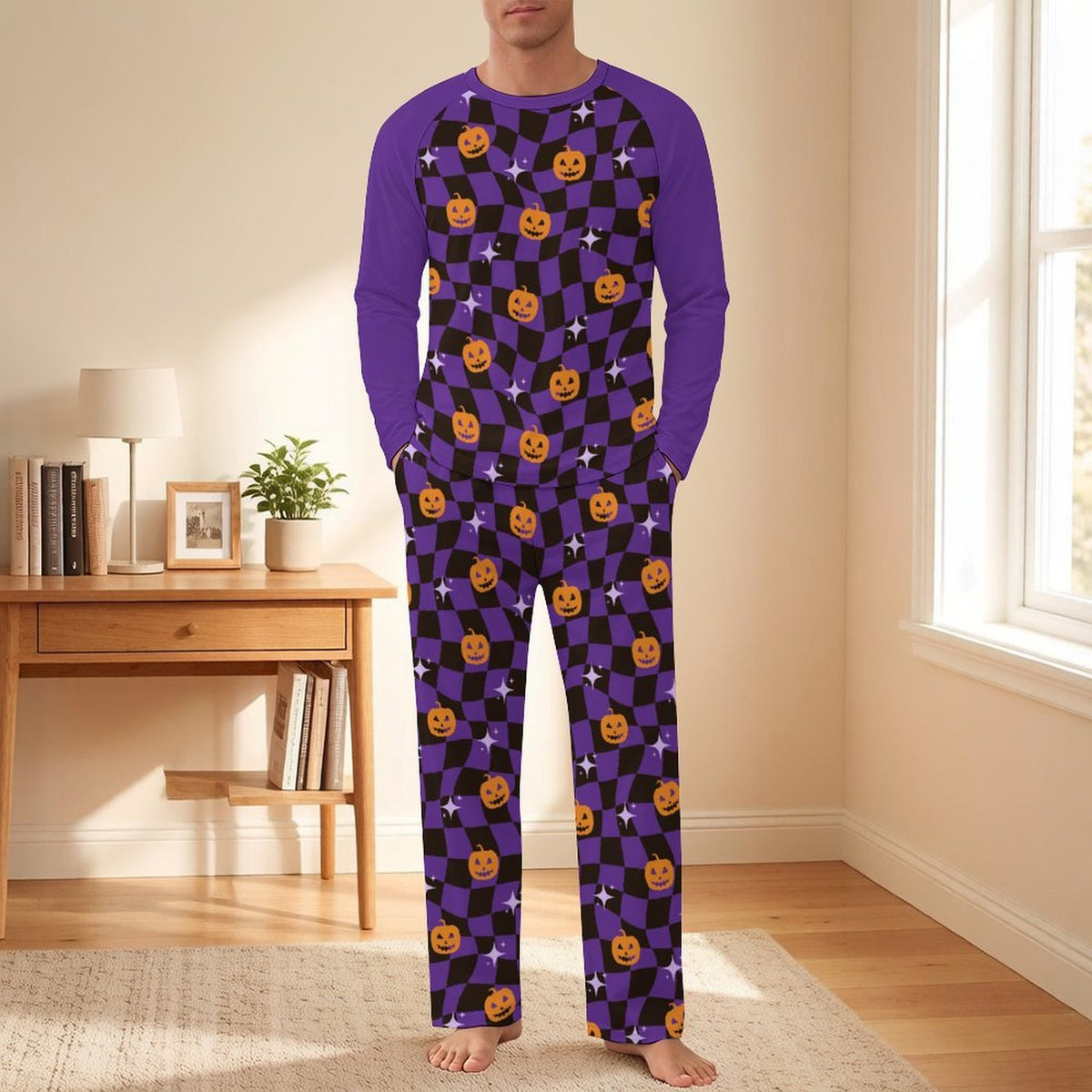 Pijama Personalizable de Manga Larga para Hombre con Bolsillos