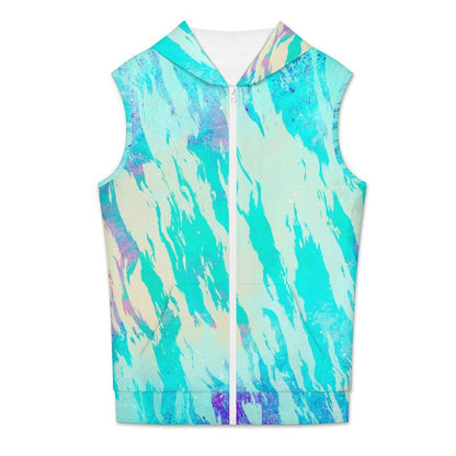 Hooded Sleeveless Shirt Abstract, Blue